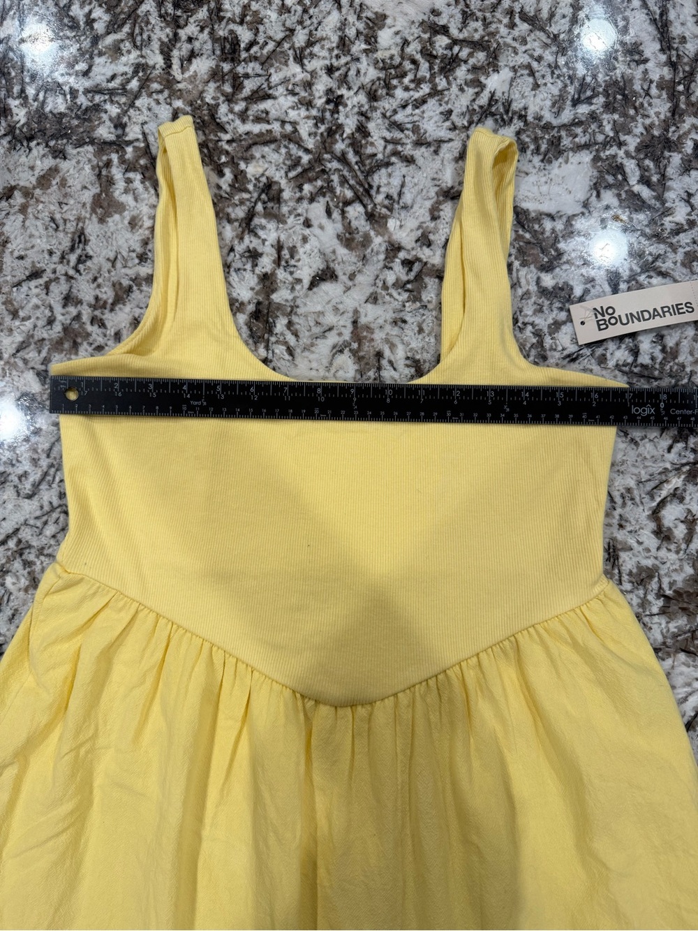 No Boundaries Lemon Ice  Sleeveless mixed media  Mini Dress - Picture 7 of 7